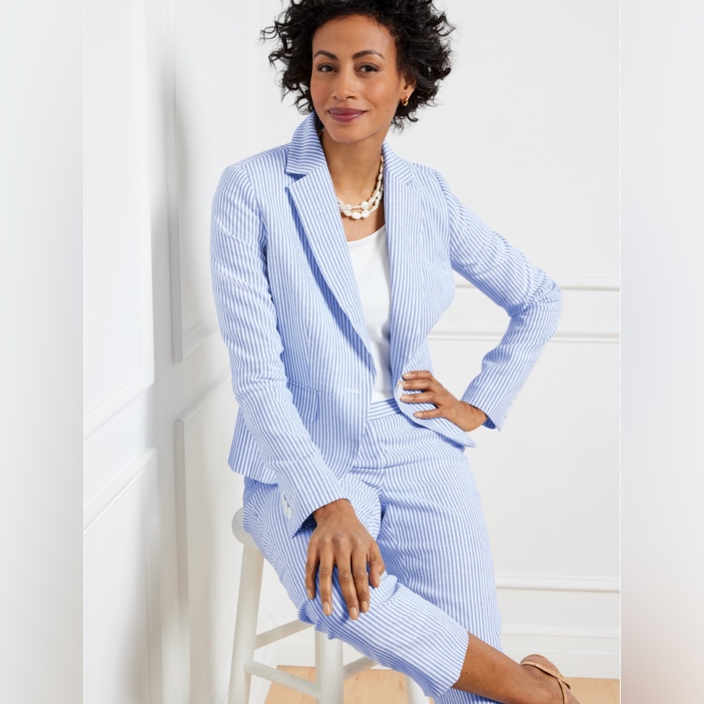 Talbots Linen Blend Blazer -Sunset Stripe